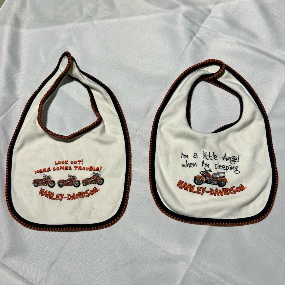 Harley-Davidson White Baby Bib Set